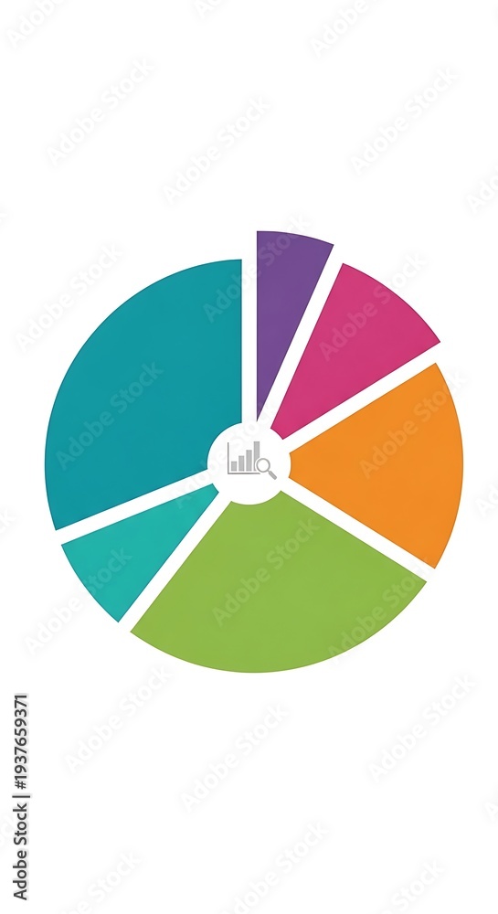 Fototapeta premium Colorful Pie Chart with Six Segments.