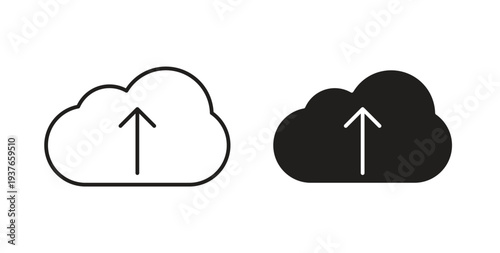 Cloud upload icon, Outline Symbol Illustration, Editable Stroke perfect for logos and more