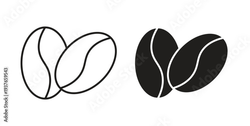 Coffee Bean icon, Outline Symbol Illustration, Editable Stroke perfect for logos and more