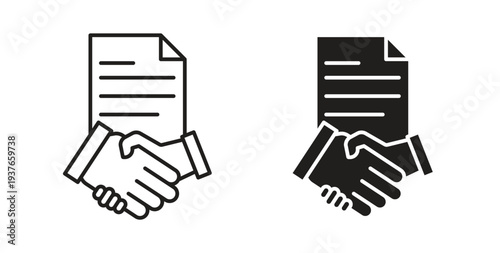 Contract icon, Outline Symbol Illustration, Editable Stroke perfect for logos and more