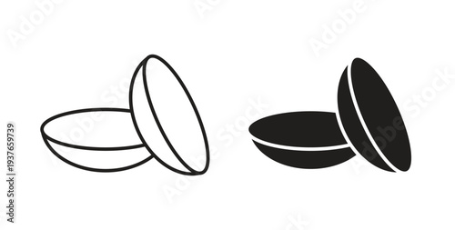 contact lenses icon, Outline Symbol Illustration, Editable Stroke perfect for logos and more