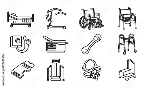 Forceps tool for grasping and holding objects during surgical procedures in hospital vector