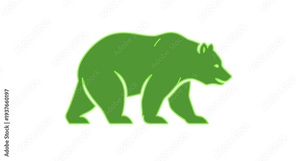 Obraz premium Green Bear Silhouette Icon