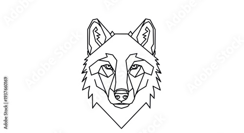 Geometric Wolf Head Outline Vector Art