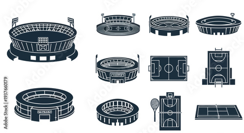Collection of Stadium and Sports Field Icons