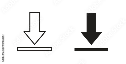 Download icon, Outline Symbol Illustration, Editable Stroke perfect for logos and more