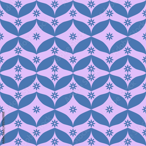 seamless floral pattern, purple and blue background 