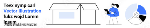 Business planning, data analysis, housing development, project management, market research, financial insights. A person analyzing a pie chart with a house outline. Data analysis and business