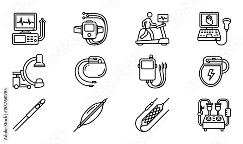 Tools for cardiology medicine such as computer treadmill device needles catheter and equipment