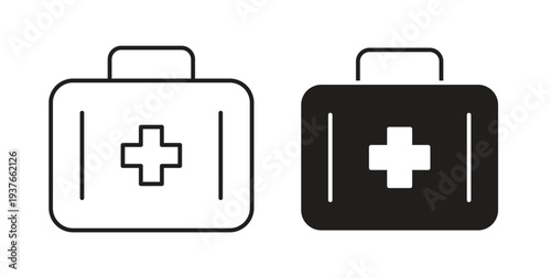 First aid kit icon, Outline Symbol Illustration, Editable Stroke perfect for logos and more