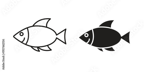 Fish icon, Outline Symbol Illustration, Editable Stroke perfect for logos and more