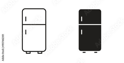 Fridge icon, Outline Symbol Illustration, Editable Stroke perfect for logos and more