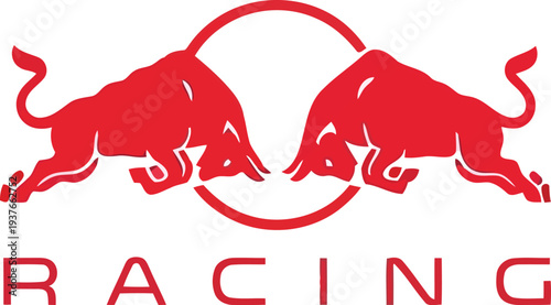 Minimalist Red Charging Bulls Confrontation Symbol for Competitive Racing Brand