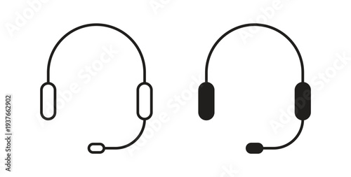 Headphone icon, Outline Symbol Illustration, Editable Stroke perfect for logos and more