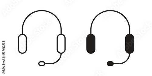 Headphones icon, Outline Symbol Illustration, Editable Stroke perfect for logos and more