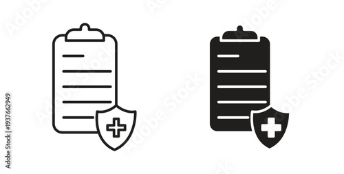 Health insurance icon, Outline Symbol Illustration, Editable Stroke perfect for logos and more