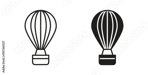 Hot air balloon icon, Outline Symbol Illustration, Editable Stroke perfect for logos and more