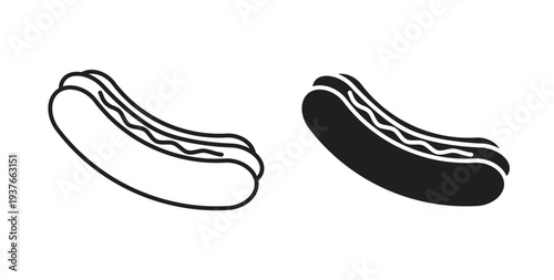 Hot dog icon, Outline Symbol Illustration, Editable Stroke perfect for logos and more