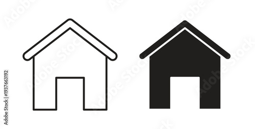 House icon, Outline Symbol Illustration, Editable Stroke perfect for logos and more