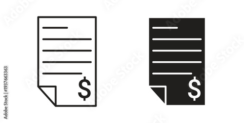 Invoice payment icon, Outline Symbol Illustration, Editable Stroke perfect for logos and more