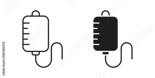 IV bag icon, Outline Symbol Illustration, Editable Stroke perfect for logos and more