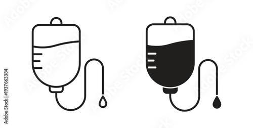 IV drip icon, Outline Symbol Illustration, Editable Stroke perfect for logos and more