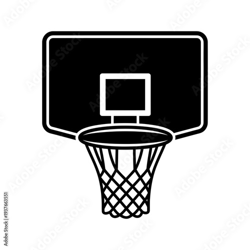 Basketball Hoop and Net Silhouette Icon