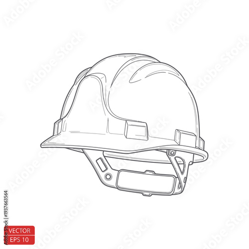 Construction Hard Hat Drawing - Safety Head Protection Vector