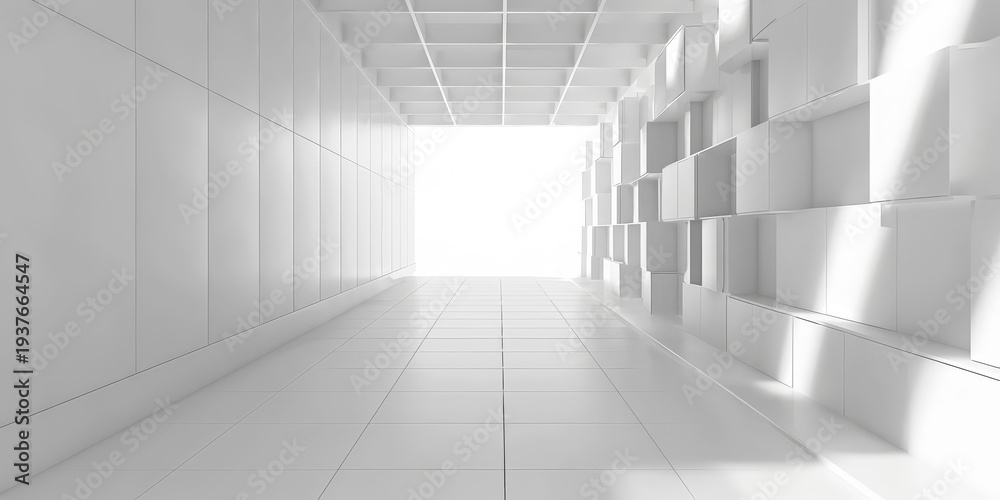 Obraz premium Modern abstract architectural corridor with light at the end, symbolizing hope and future.