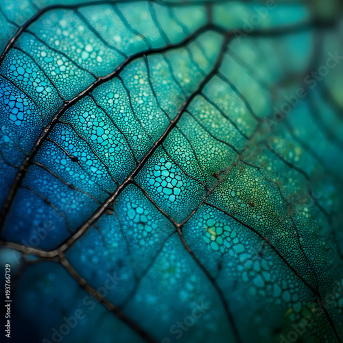 Intricate Dragonfly Wing Macro with Vibrant Blue and Green Gradients