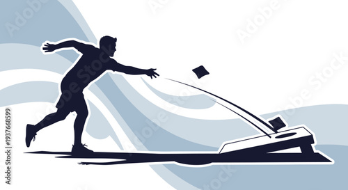 Silhouette of a person playing cornhole a sport and leisure illustration