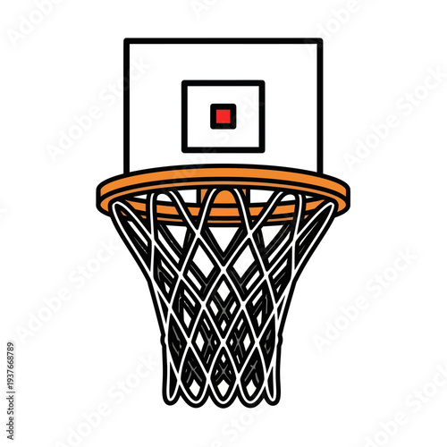 Basketball Hoop and Net, Sports Equipment Illustration, Outdoor Game