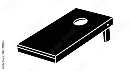 Black and white cornhole board illustration on white background