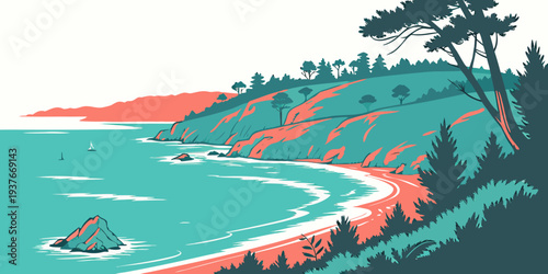 A person kayaking on a serene lake surrounded by trees Vector