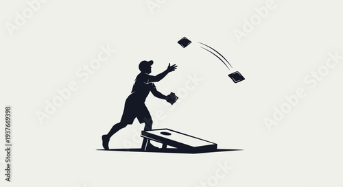 Silhouette of person playing cornhole outdoor recreation and leisure activity