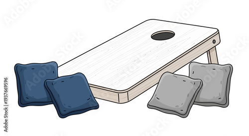 Cornhole game set illustration board bean bags and outdoor recreation