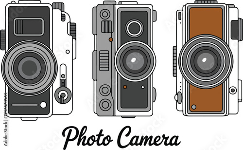 Vintage Photo Camera Badge Logo Collection with Classic Photography Emblems Vector Illustration