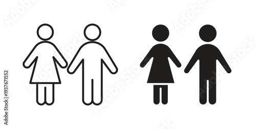 Man and woman icon, Outline Symbol Illustration, Editable Stroke perfect for logos and more