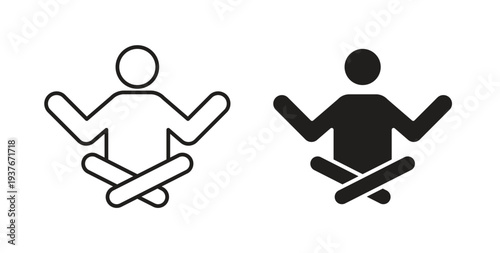 Meditation icon, Outline Symbol Illustration, Editable Stroke perfect for logos and more