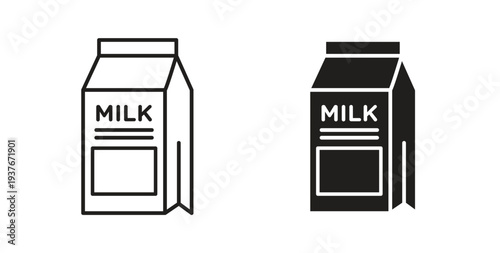 Milk carton icon, Outline Symbol Illustration, Editable Stroke perfect for logos and more
