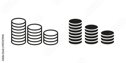 Money coin icon, Outline Symbol Illustration, Editable Stroke perfect for logos and more