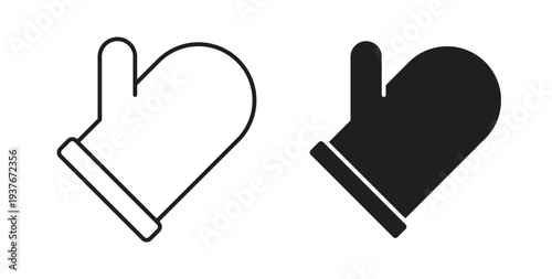 Oven mitt icon, Outline Symbol Illustration, Editable Stroke perfect for logos and more