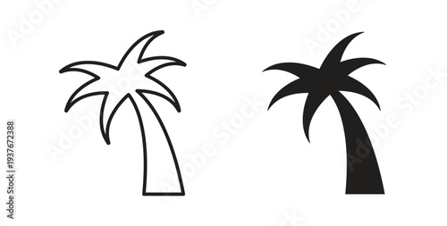 Palm tree icon, Outline Symbol Illustration, Editable Stroke perfect for logos and more