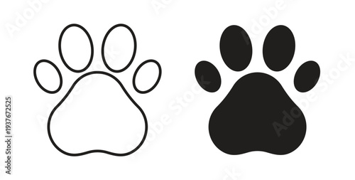 Paw icon, Outline Symbol Illustration, Editable Stroke perfect for logos and more