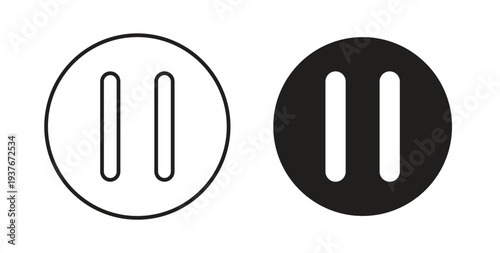 Pause button icon, Outline Symbol Illustration, Editable Stroke perfect for logos and more