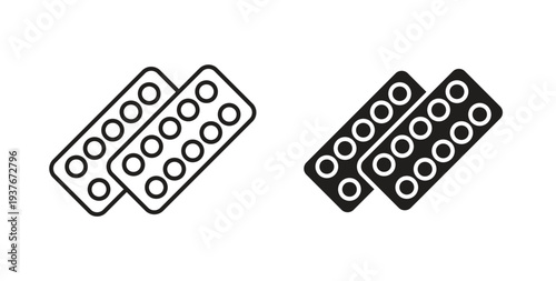 Pill blister, Outline Symbol Illustration, Editable Stroke perfect for logos and moreicon, Outline Symbol Illustration, Editable Stroke perfect for logos and more