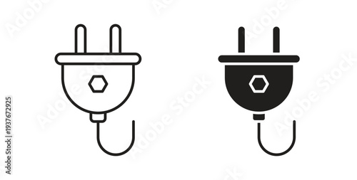 Plug adapter icon, Outline Symbol Illustration, Editable Stroke perfect for logos and more