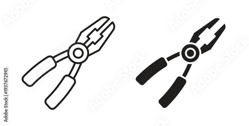 Pliers icon, Outline Symbol Illustration, Editable Stroke perfect for logos and more