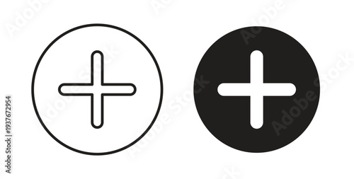 Plus icon, Outline Symbol Illustration, Editable Stroke perfect for logos and more