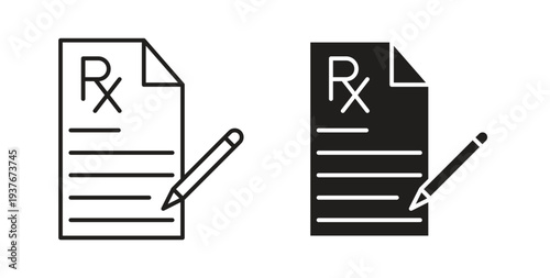 Prescription icon, Outline Symbol Illustration, Editable Stroke perfect for logos and more